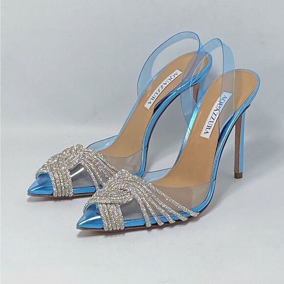 Aquazzura Gatsby Crystal-Embellished Slingback pumps size 38 - Picture 7 of 15